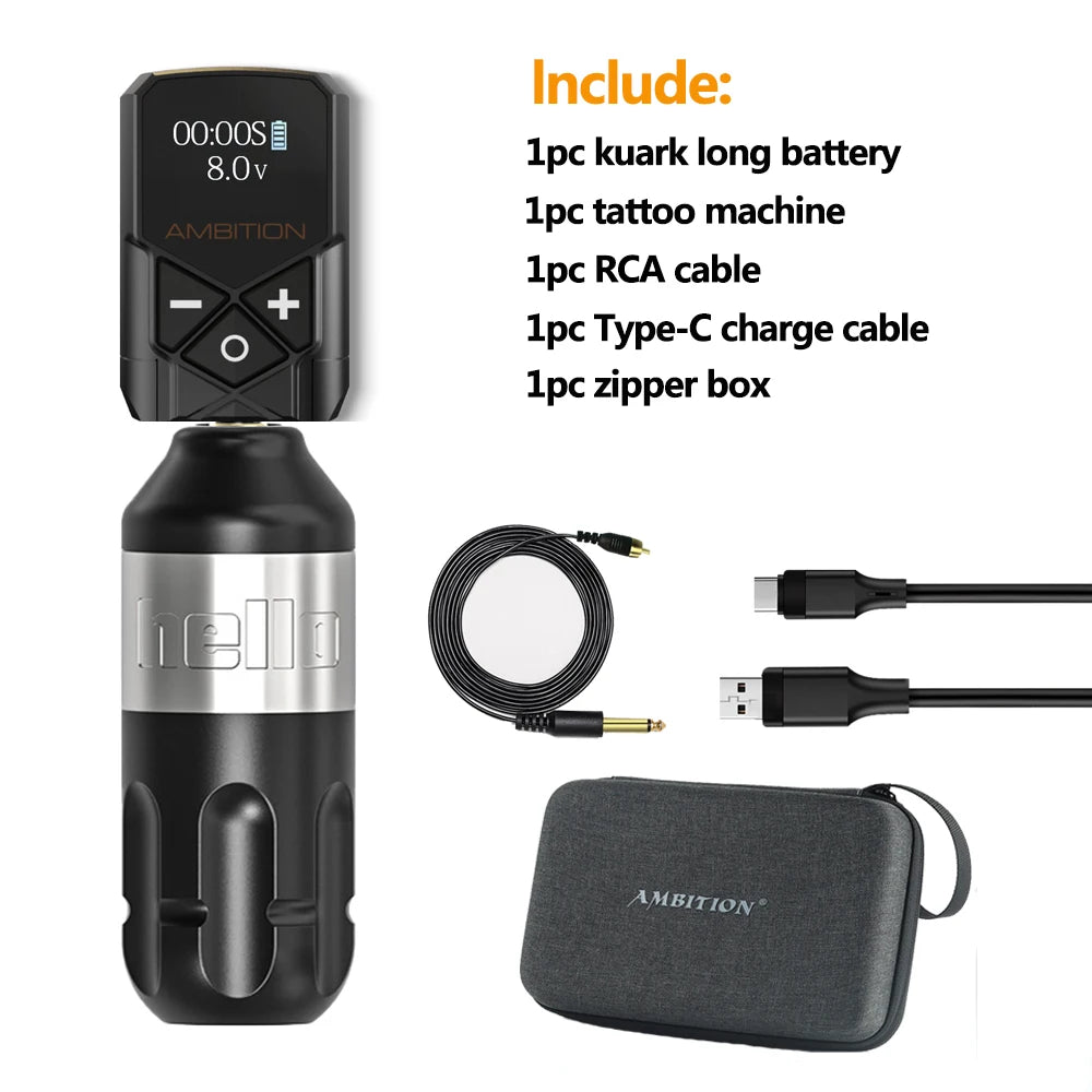 Ambition Stroke 4.0mm Rotary Tattoo Machine Coreless Motor Permanent Makeup Pen Grip 33mm RCA Interface For Body Art