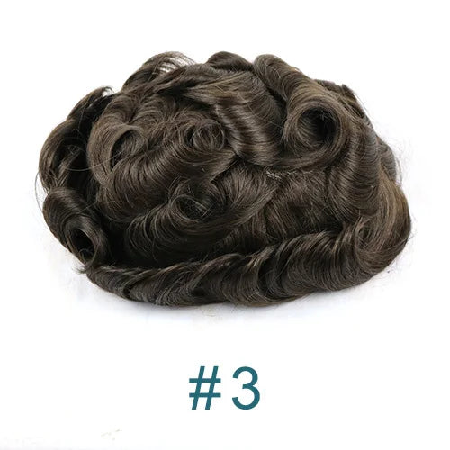 100% Human Hair Ombre Honey Brown Men's Wig Capillary Prosthesis System Natural Hairline Durable Thin Skin Base Man Toupee