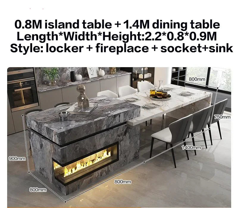 Any Size Custom Marble Kitchen Island with Wine Cooler Storage Built-in Refrigerator Cabinet Natural Stone Countertop Kitchen Fu