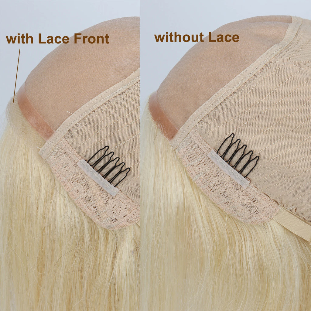 16inch Silk Top Wig without Lace Front #613 Real Virgin European Human Hair Wig with 1cm PU Silicone Base Natural Scalp