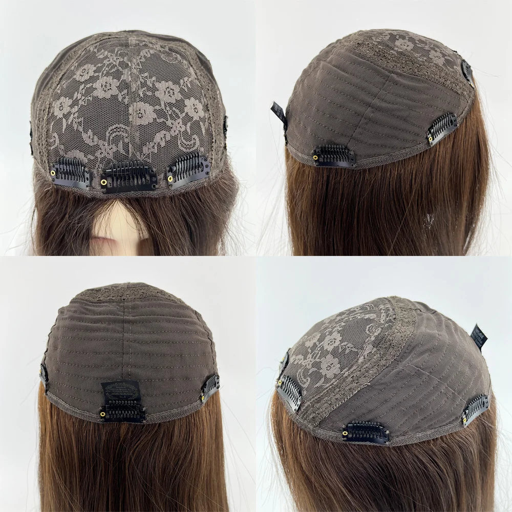Jewish Topper High Density Silk Base 8x8'' Full Virgin European Hair Same Length Kosher Wig Soft Silk Top Sheitel for Women