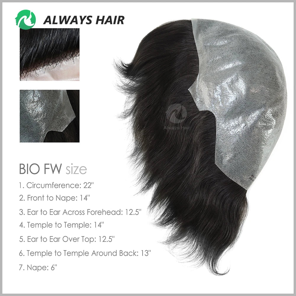 6" Short India Human Hair Wig Thin Skin Full Head Wig for Men All Hand Made Toupee Wigs Cap