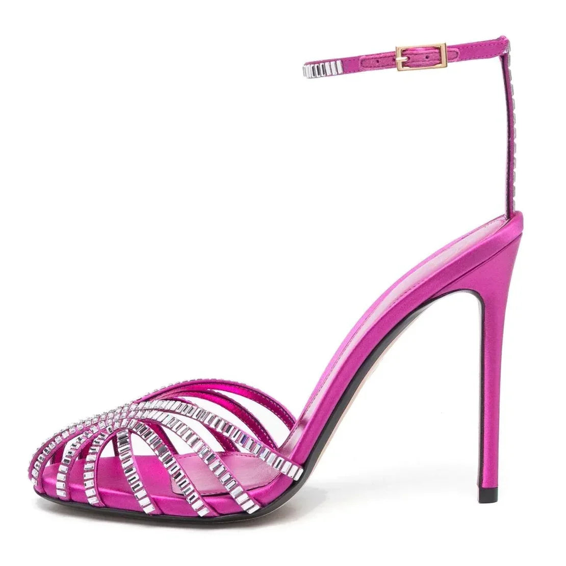 Chocolate Crystal Cross Sandals Women Cross Strap Summer Vacation Shoes Stiletto Heels Sexy Banquet Casual High Heels Sandals