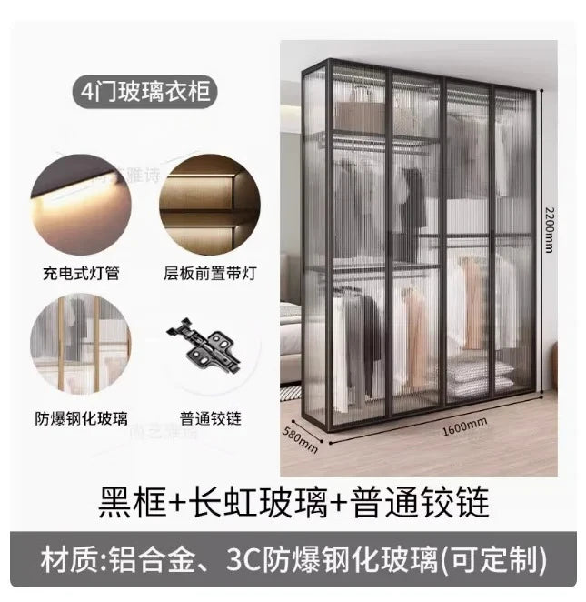 Living Room Bedroom Closet Storage Clothes Cupboard System Wardrobe Display Modern Minimalist Guarda Roupa Trendy Furniture