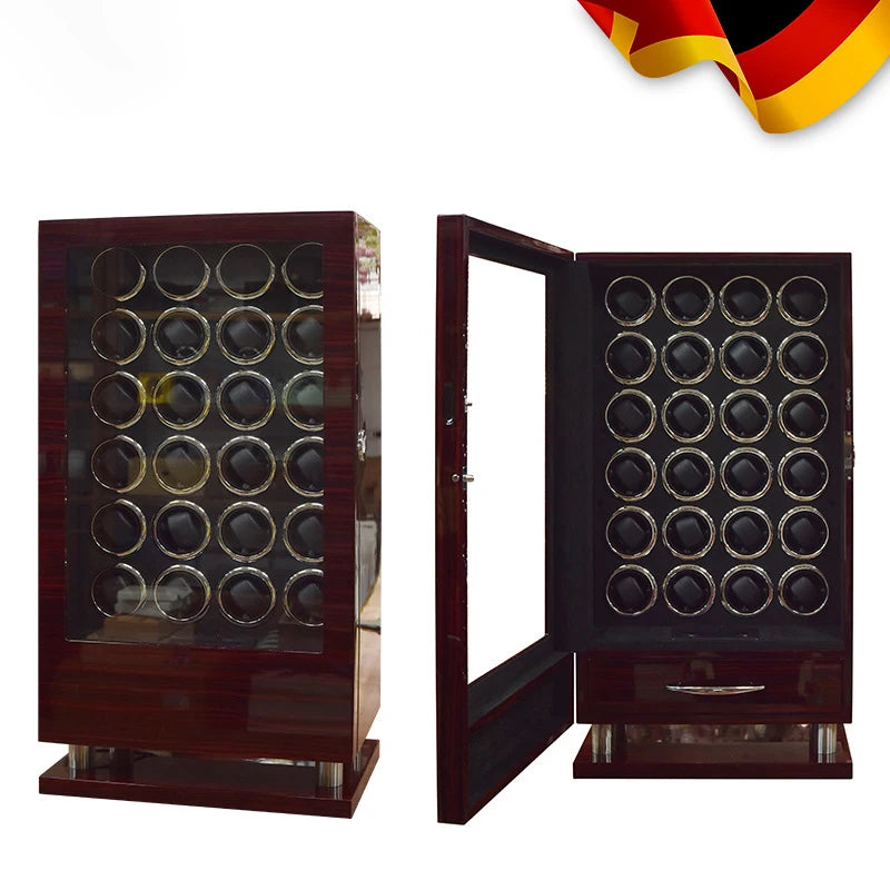 Luxury Automatic Watch Winder12 24 30 Slot Wood Mechanical Watch Box Fingerprint Unlock Quiet Mabuchi Motor Watches Storage Safe