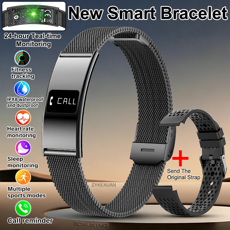 2026 New Fitness Tracker Smart Bracelet Men Women IPX8 Waterproof Heart Rate Sleep Monitoring Outdoor Sport Pedometer Smartwatch