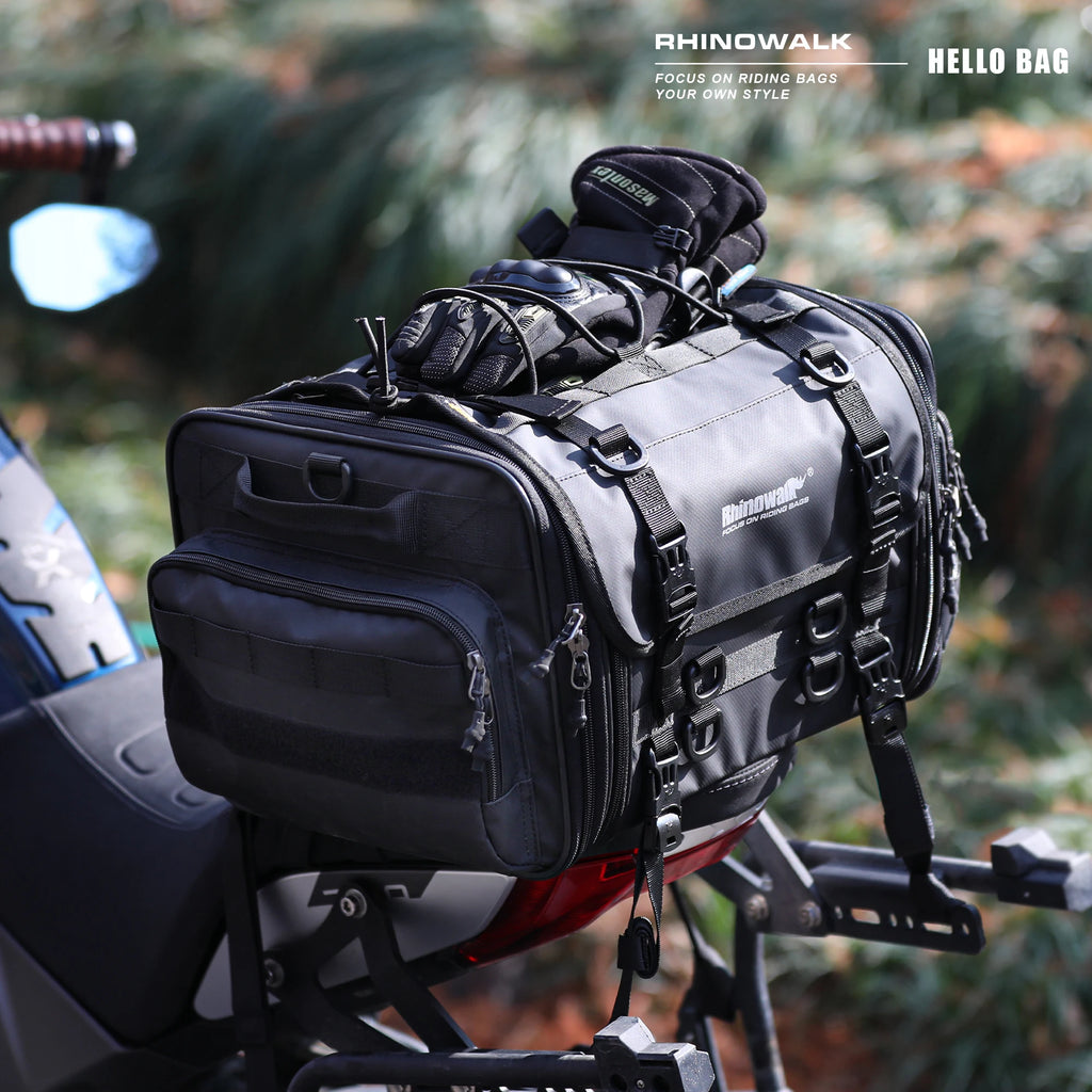 Rhinowalk  Motorcycle Tail Bag 26L/45L/60L/80L Waterproof Expandable Motorcycle Bag Large Capacity Travel Motorcycle Rack Bags