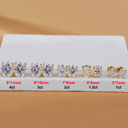 0.5-5ct Oval Cut Moissanite Stud Earring for Women D Color Sparkling Diamond 925 Sterling Silver Ear Studs Party Jewelry Gifts