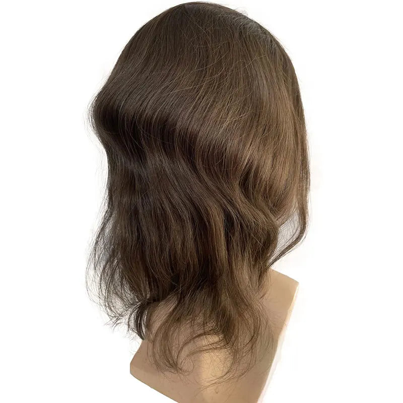 Long Hair Men's Toupee Thin Skin Base Human Hair Mens Wig Skin PU Hair Replacement Mens Toupee10×8Hair System Hairpieces For Men