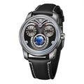 OBLVLO Fashion Eagle 3 Eyes Automatic Watch for Men Green Dial Blue Luminous Waterproof Mechanical Leather Watches JM-Eagle