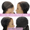 WOWANGEL Jet Black 13X6 HD Lace Frontal Wig Invisible HD Lace Melt Skin Silk Straight  Lace Front Wig Human Hair Wig Deep Part