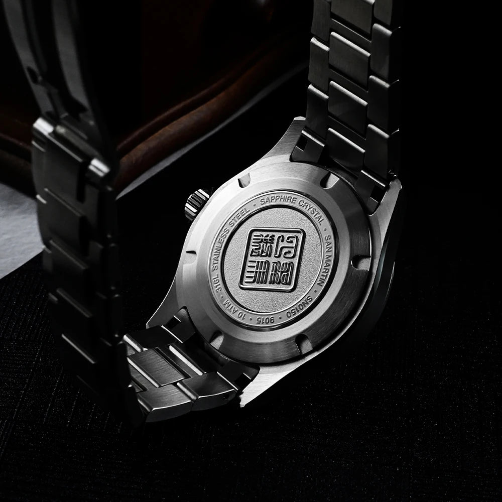 San Martin 39mm Watch Luxury Dress Miyota 9015 Automatic Mechanical Watches SN0150 for Men With Mop Guilloche 100m Waterproof