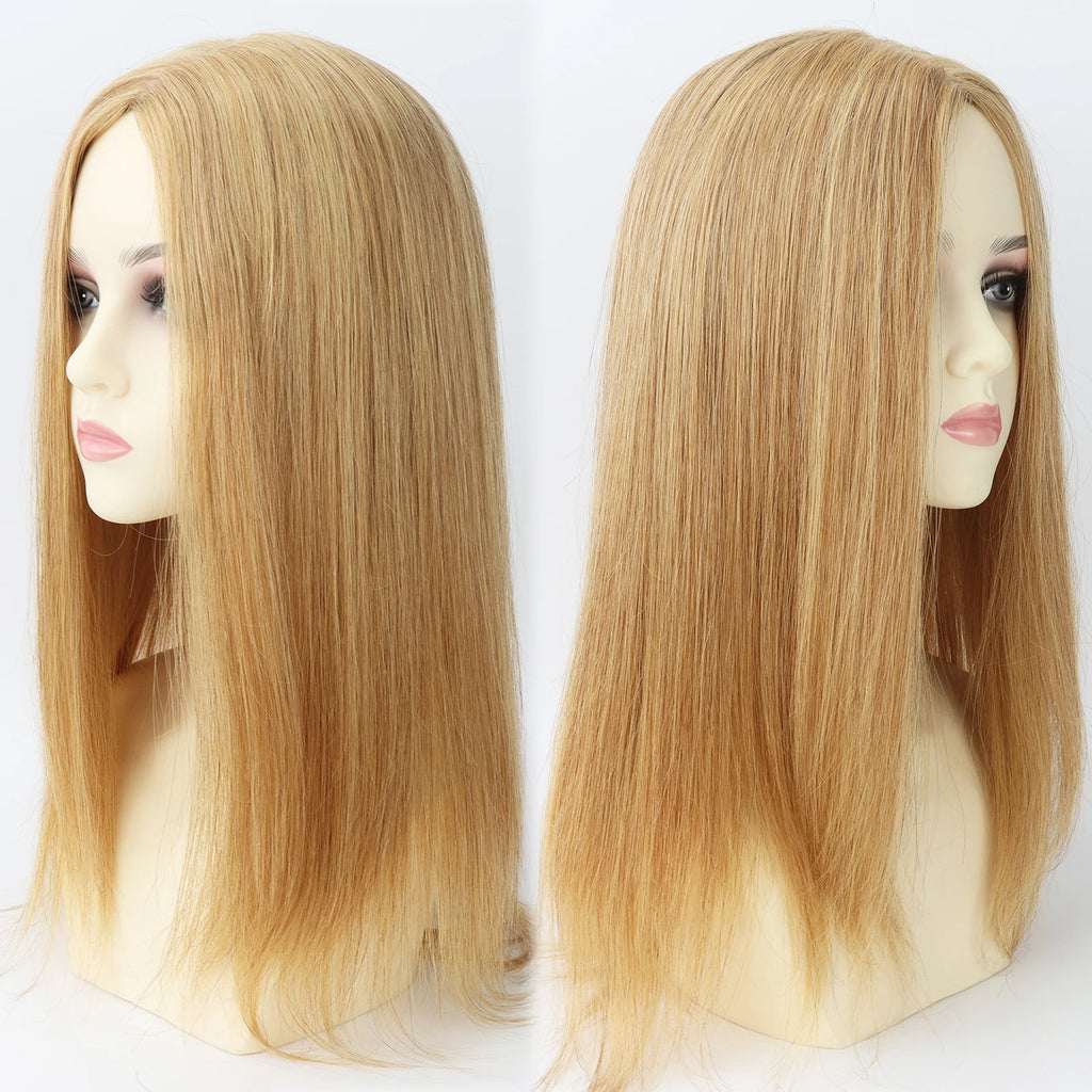 Silk Top Wig with PU Around #27 Honey Blonde Hair Real Remy Human Hair Wig for Women 6x6 Silk Base Wig With Clips in Elastic Net