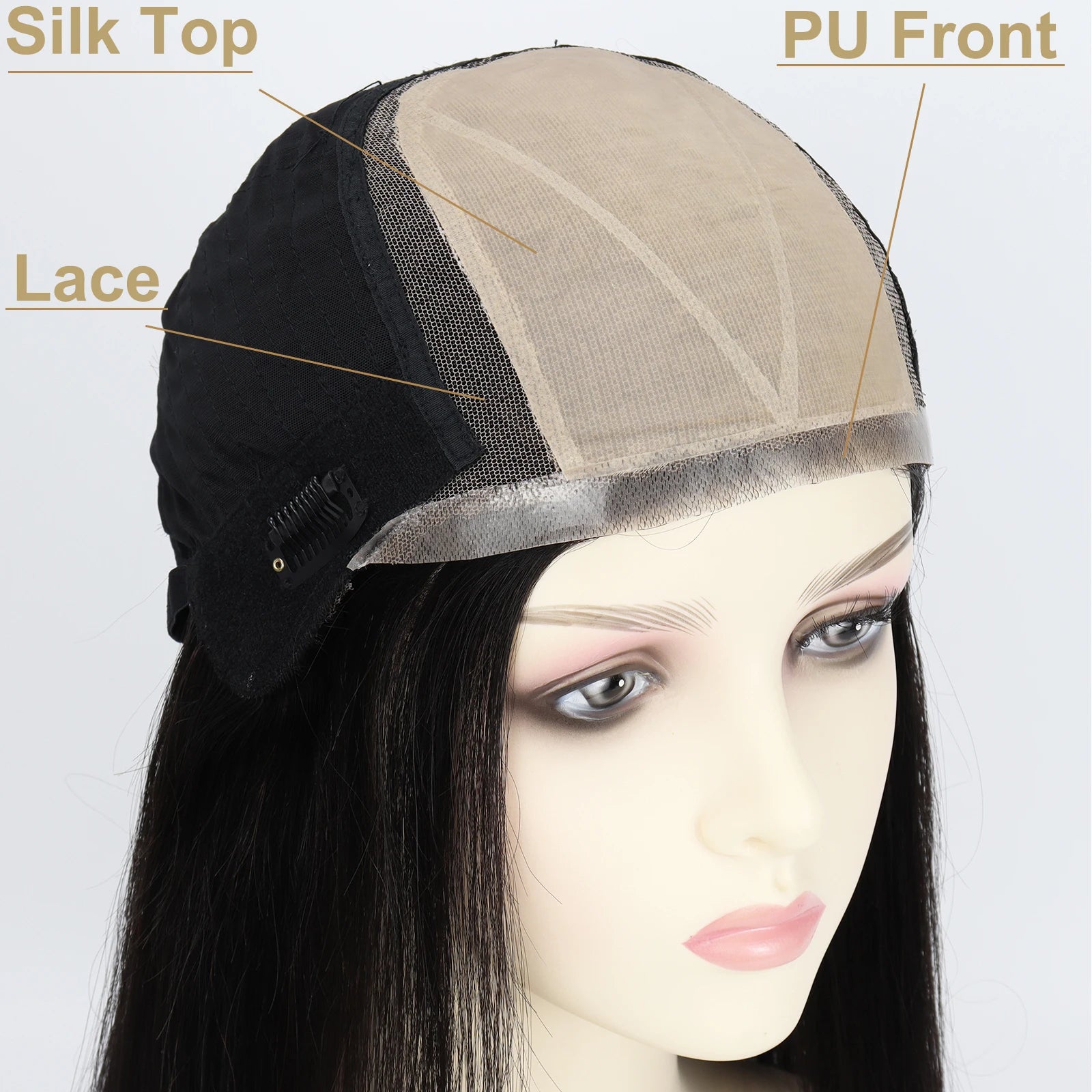 Silk Base Wig with PU Front Real Virgin European Human Hair Wig for Women Natural Hairline Lace Side 8x12cm Silk Base Wig