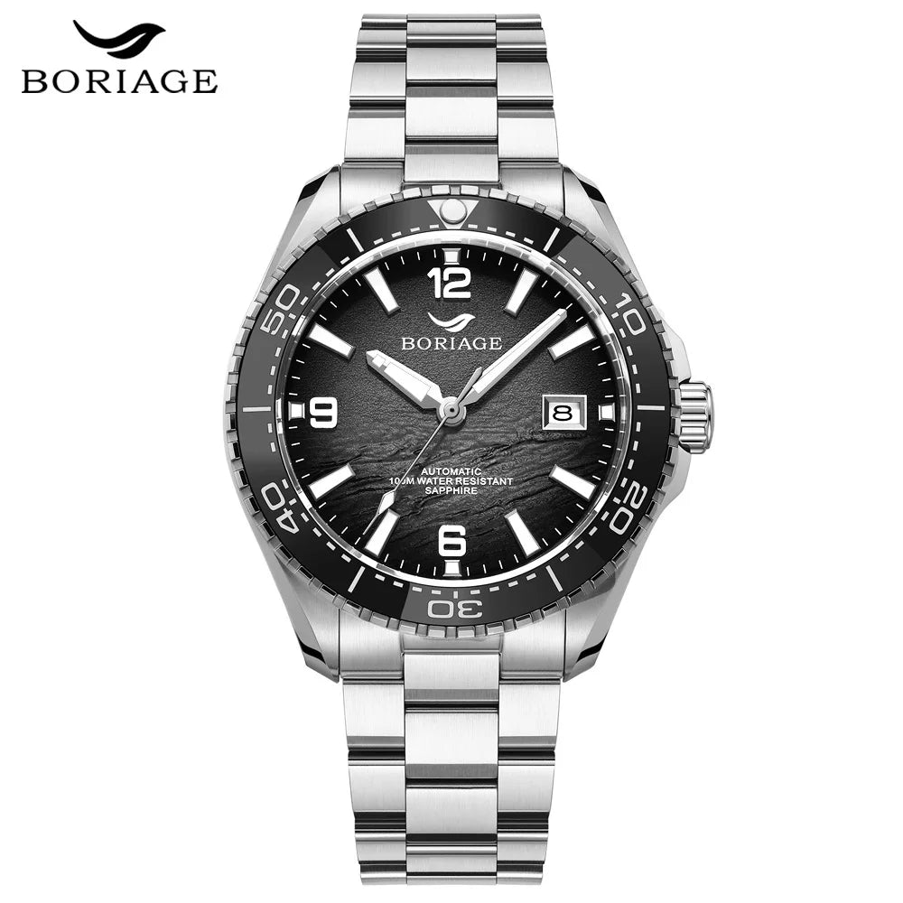 BORIAGE NH35 Automatic Mechanical Watches Luxury Men's Watch Stainless Steel 100m Water Resistance  Luminous Wristwatch